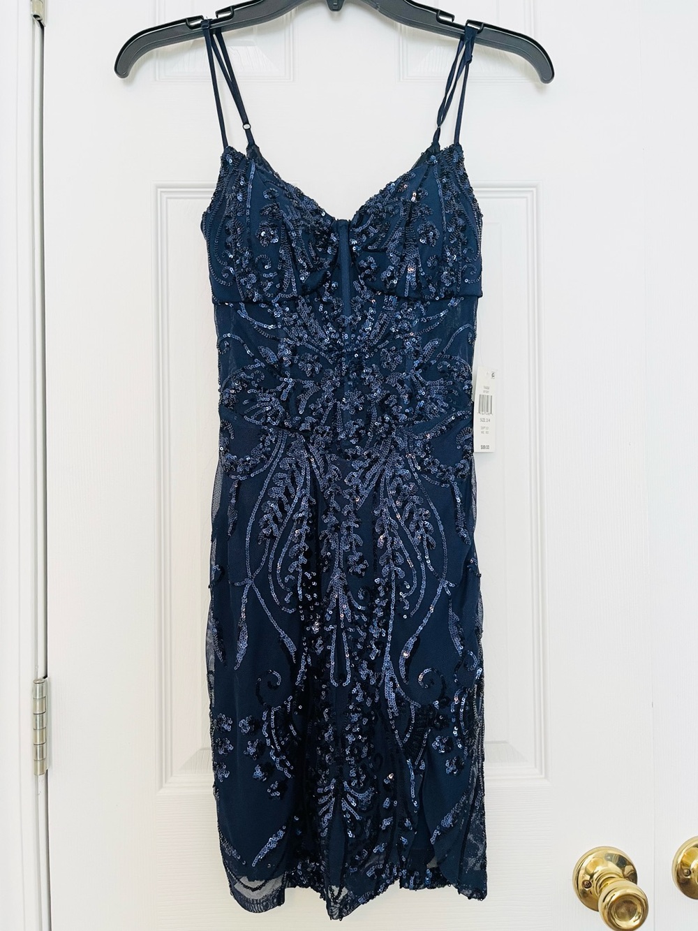 NWT Trixxi Navy Blue Sequin Dress Size 3/4